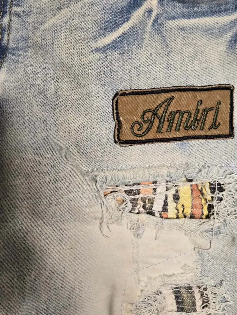 Amiri Wild Ones Patchwork Distressed Denim Jeans
